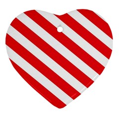 Candy Cane Red White Line Stripes Pattern Peppermint Christmas Delicious Design Ornament (heart) by genx