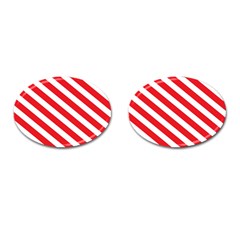 Candy Cane Red White Line Stripes Pattern Peppermint Christmas Delicious Design Cufflinks (oval) by genx