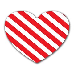 Candy Cane Red White Line Stripes Pattern Peppermint Christmas Delicious Design Heart Mousepads by genx