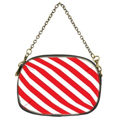 Candy Cane Red White Line Stripes Pattern Peppermint Christmas Delicious Design Chain Purse (two Sides) by genx