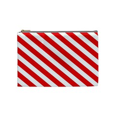 Candy Cane Red White Line Stripes Pattern Peppermint Christmas Delicious Design Cosmetic Bag (medium)