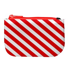 Candy Cane Red White Line Stripes Pattern Peppermint Christmas Delicious Design Large Coin Purse by genx