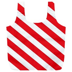 Candy Cane Red White Line Stripes Pattern Peppermint Christmas Delicious Design Full Print Recycle Bag (xxl) by genx