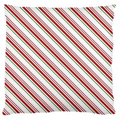 White Candy Cane Pattern With Red And Thin Green Festive Christmas Stripes Standard Flano Cushion Case (one Side) by genx