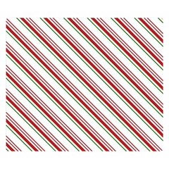 White Candy Cane Pattern With Red And Thin Green Festive Christmas Stripes Double Sided Flano Blanket (small)  by genx