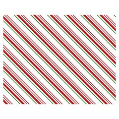 White Candy Cane Pattern With Red And Thin Green Festive Christmas Stripes Double Sided Flano Blanket (medium)  by genx