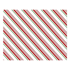 White Candy Cane Pattern With Red And Thin Green Festive Christmas Stripes Double Sided Flano Blanket (large)  by genx
