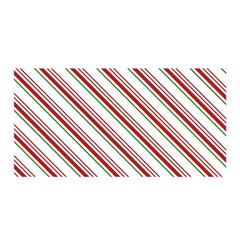 White Candy Cane Pattern With Red And Thin Green Festive Christmas Stripes Satin Wrap by genx