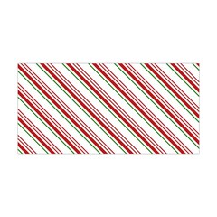 White Candy Cane Pattern With Red And Thin Green Festive Christmas Stripes Yoga Headband by genx