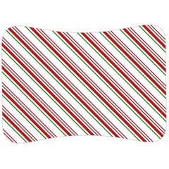 White Candy Cane Pattern With Red And Thin Green Festive Christmas Stripes Velour Seat Head Rest Cushion by genx