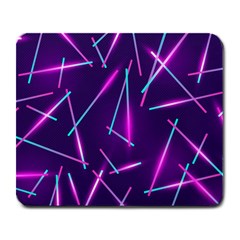 Retrowave Aesthetic Vaporwave Retro Memphis Pattern 80s Design Geometric Shapes Futurist Purple Pink Blue Neon Light Large Mousepads by genx