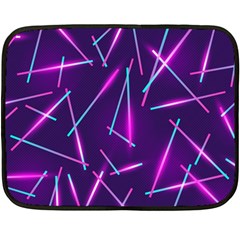 Retrowave Aesthetic Vaporwave Retro Memphis Pattern 80s Design Geometric Shapes Futurist Purple Pink Blue Neon Light Double Sided Fleece Blanket (mini)  by genx