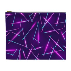 Retrowave Aesthetic Vaporwave Retro Memphis Pattern 80s Design Geometric Shapes Futurist Purple Pink Blue Neon Light Cosmetic Bag (xl) by genx