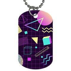 Retrowave Aesthetic Vaporwave Retro Memphis Pattern 80s Design 3d Geometric Shapes Dog Tag (one Side) by genx