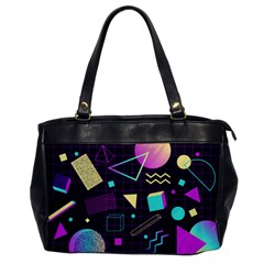 Retrowave Aesthetic Vaporwave Retro Memphis Pattern 80s Design 3d Geometric Shapes Oversize Office Handbag by genx