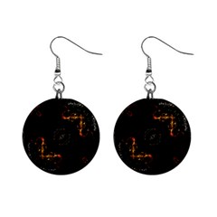 Abstract Animated Ornament Background Fractal Art Mini Button Earrings