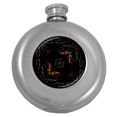 Abstract Animated Ornament Background Fractal Art Round Hip Flask (5 oz)