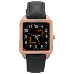 Abstract Animated Ornament Background Fractal Art Rose Gold Leather Watch 