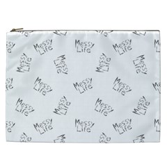 Messy Life Phrase Motif Typographic Pattern Cosmetic Bag (xxl) by dflcprintsclothing