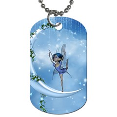 Little Fairy Dancing On The Moon Dog Tag (one Side) by FantasyWorld7