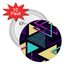 Retrowave Aesthetic Vaporwave Retro Memphis Triangle Pattern 80s Yellow Turquoise Purple 2 25  Buttons (10 Pack)  by genx