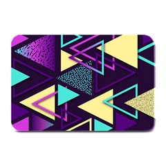 Retrowave Aesthetic Vaporwave Retro Memphis Triangle Pattern 80s Yellow Turquoise Purple Plate Mats by genx