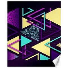 Retrowave Aesthetic Vaporwave Retro Memphis Triangle Pattern 80s Yellow Turquoise Purple Canvas 11  X 14  by genx