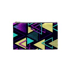 Retrowave Aesthetic Vaporwave Retro Memphis Triangle Pattern 80s Yellow Turquoise Purple Cosmetic Bag (small) by genx