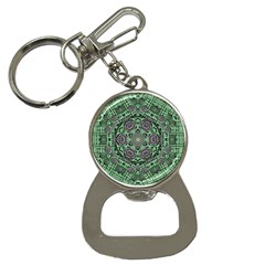 Bamboo Wood And Flowers In The Green Bottle Opener Key Chain by pepitasart