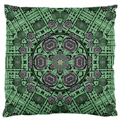 Bamboo Wood And Flowers In The Green Large Flano Cushion Case (one Side) by pepitasart