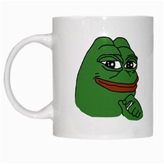 Pepe The Frog Smug Face With Smile And Hand On Chin Meme Kekistan All Over Print Green White Mugs by snek