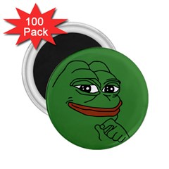 Pepe The Frog Smug Face With Smile And Hand On Chin Meme Kekistan All Over Print Green 2 25  Magnets (100 Pack)  by snek