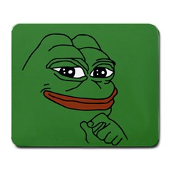 Pepe The Frog Smug Face With Smile And Hand On Chin Meme Kekistan All Over Print Green Large Mousepads by snek