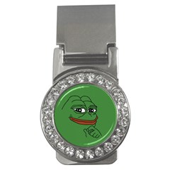 Pepe The Frog Smug Face With Smile And Hand On Chin Meme Kekistan All Over Print Green Money Clips (cz)  by snek