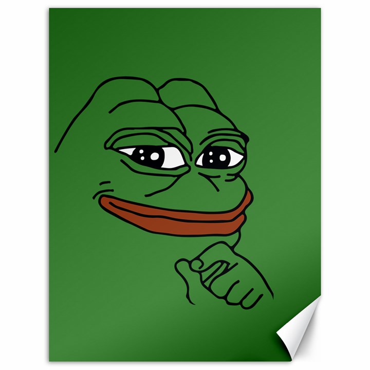 Pepe The Frog Smug face with smile and hand on chin meme Kekistan all over print green Canvas 12  x 16 