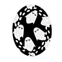 Ghost Halloween Pattern Ornament (oval Filigree) by Amaryn4rt