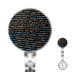 Close Up Code Coding Computer Stainless Steel Nurses Watch by Amaryn4rt