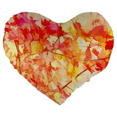 Monotype Art Pattern Leaves Colored Autumn Large 19  Premium Heart Shape Cushions by Amaryn4rt