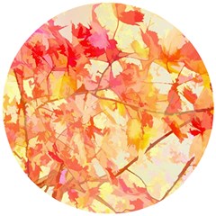 Monotype Art Pattern Leaves Colored Autumn Wooden Puzzle Round by Amaryn4rt