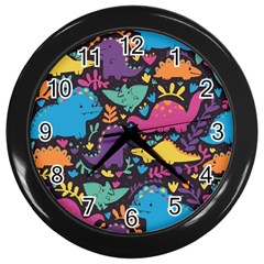 Dino Cute Wall Clock (Black)
