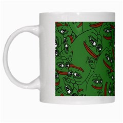 Pepe The Frog Perfect A-ok Handsign Pattern Praise Kek Kekistan Smug Smile Meme Green Background White Mugs by snek