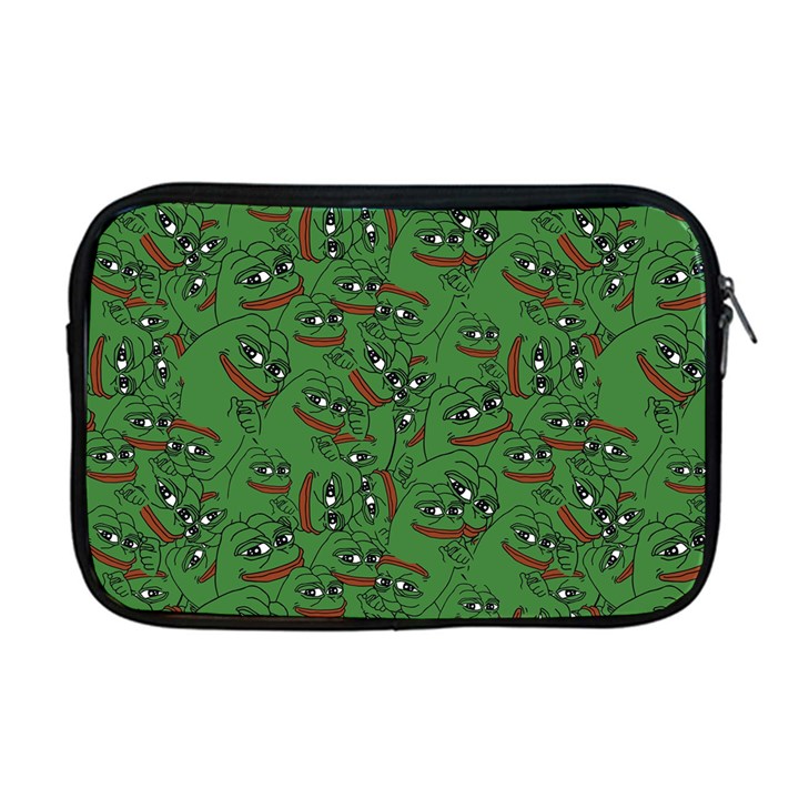 Pepe The Frog perfect a-ok handsign Pattern Praise KEK Kekistan Smug Smile Meme green background Apple MacBook Pro 17  Zipper Case