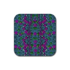 The Most Beautiful Flower Forest On Earth Rubber Coaster (square)  by pepitasart