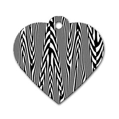 Abstrait Lignes Blanc/noir Dog Tag Heart (one Side)