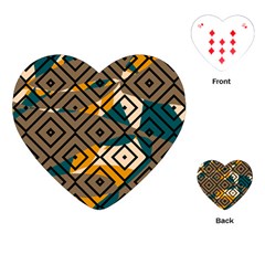 Abstrait Formes Marron/beige/bleu Playing Cards Single Design (heart) by kcreatif