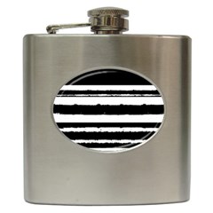 Bandes Abstrait Blanc/noir Hip Flask (6 Oz) by kcreatif