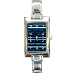 Bandes Peinture Bleu Profond Rectangle Italian Charm Watch by kcreatif