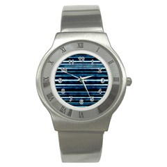 Bandes Peinture Bleu Profond Stainless Steel Watch by kcreatif