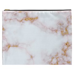 Pink And White Marble Texture With Gold Intrusions Pale Rose Background Cosmetic Bag (xxxl) by genx
