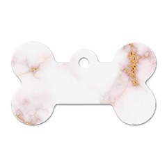 Pink And White Marble Texture With Gold Intrusions Pale Rose Background Dog Tag Bone (two Sides) by genx